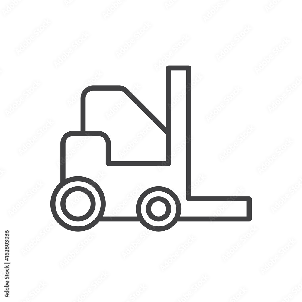 Forklift line icon, outline vector sign, linear style pictogram isolated on white. Symbol, logo illustration. Editable stroke. Pixel perfect graphics
