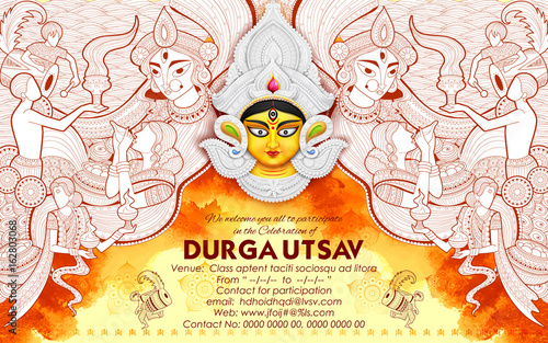 Goddess Durga in Subho Bijoya Happy Dussehra background