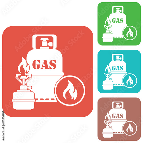 Camping stove with gas bottle icon
