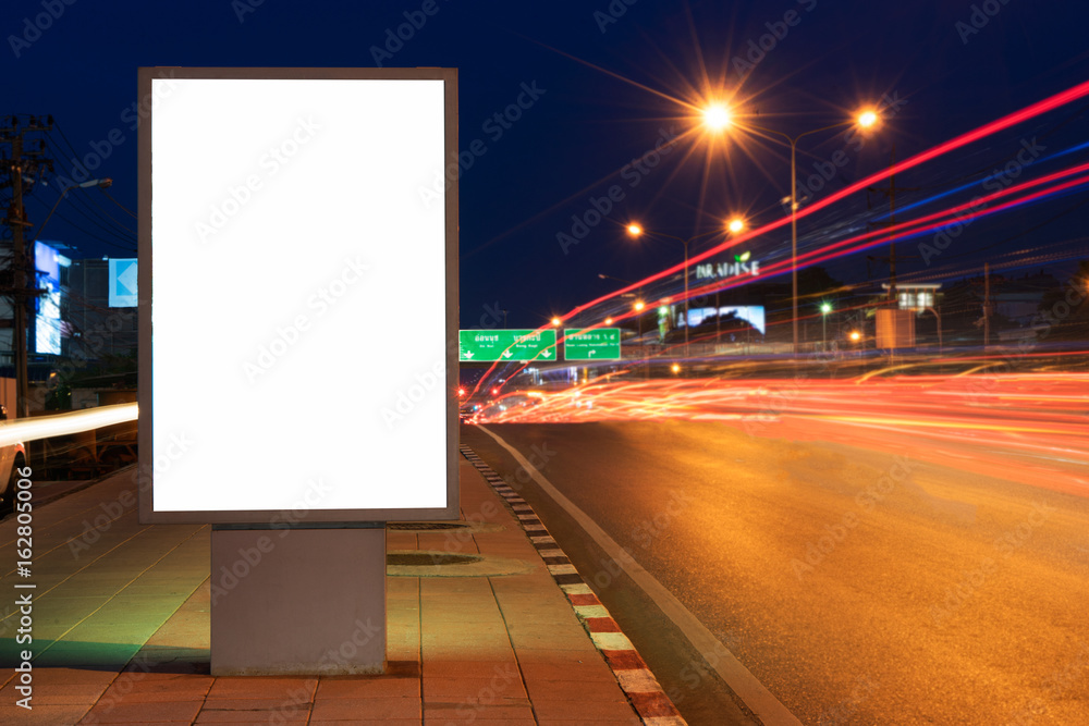 Blur blank billboard at night