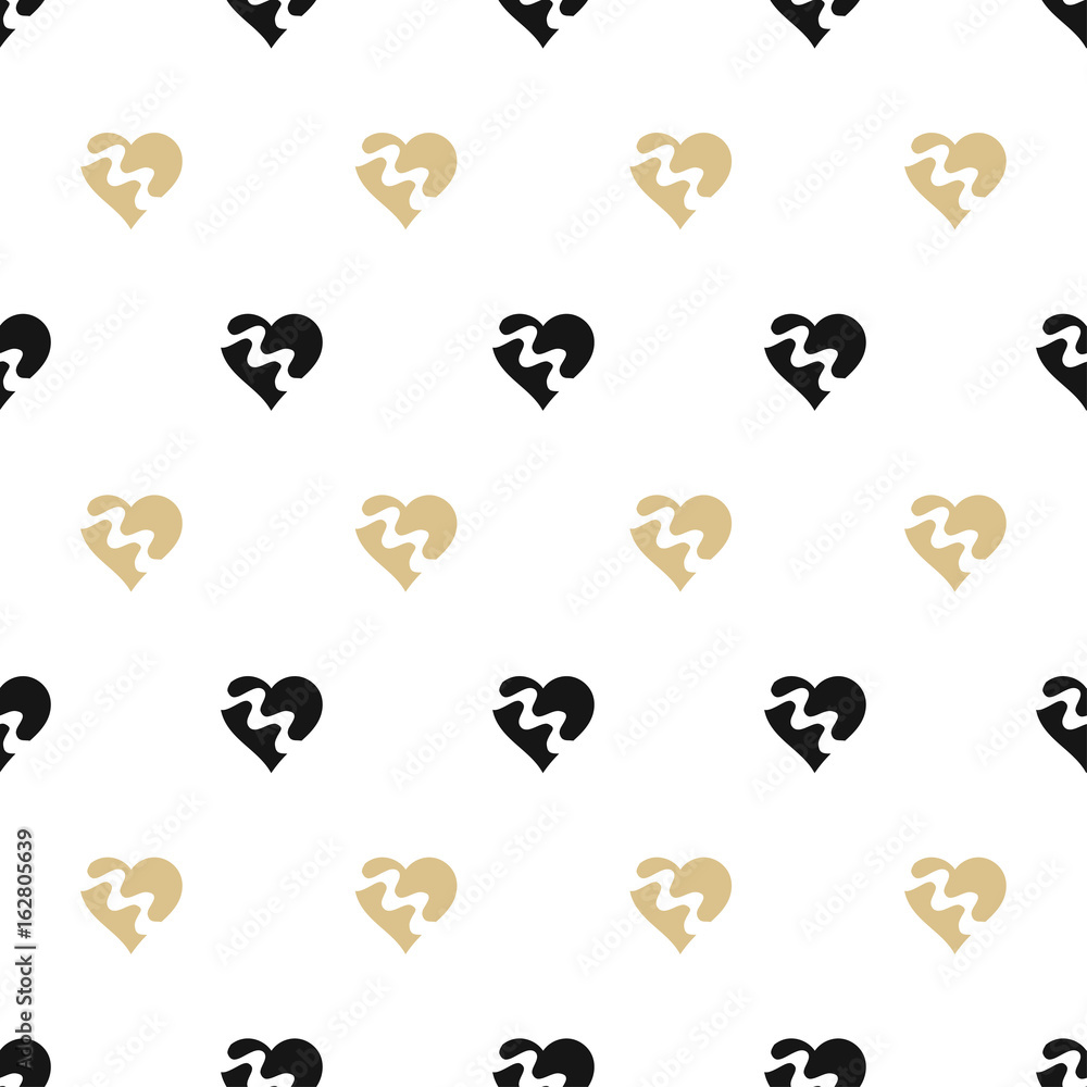 vector seamless background with gold and black hearts Stock ...