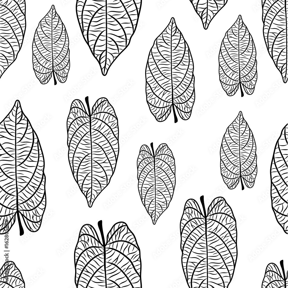 vector seamless background with outlined tree leaves vector seamless background with outlined tree leaves