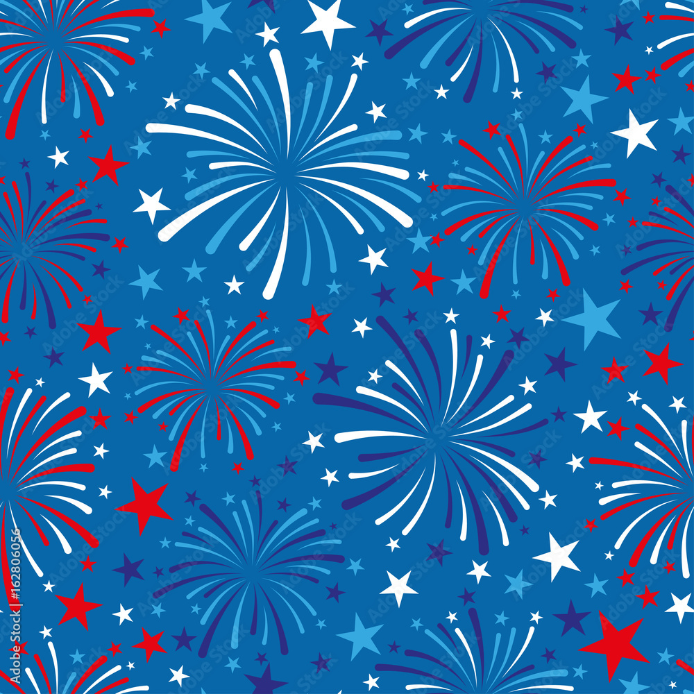 vector 4th of July seamless pattern with fireworks vector 4th of July seamless pattern with fireworks