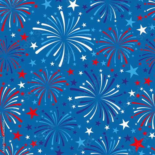 Wallpaper Mural vector 4th of July seamless pattern with fireworks Torontodigital.ca