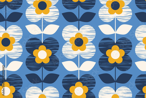 seamless retro pattern with flowers