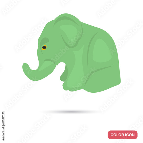 Statuette of a jade elephant color flat icon for web and mobile design