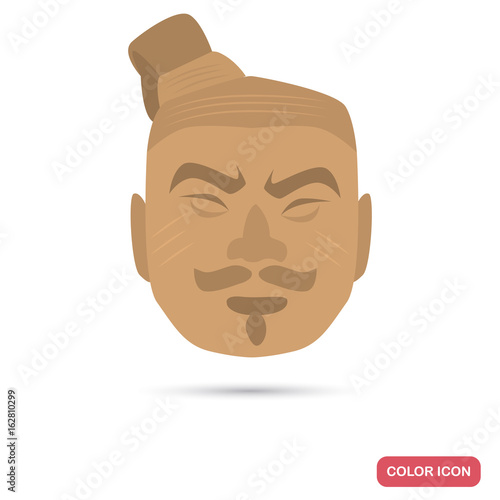 Terracotta warrior head color flat icon for web and mobile design