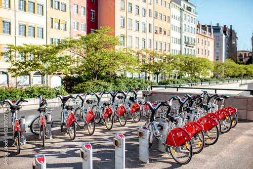 Wallpaper Mural Street view with bicycle parking in the old town of Lyon city in France Torontodigital.ca