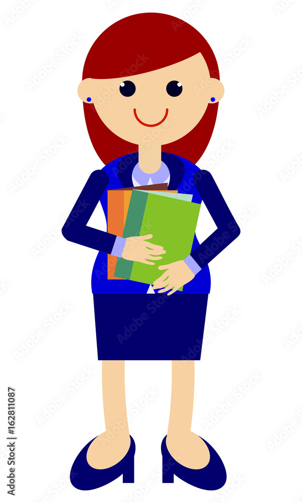 Business girl with office folders. Vector clip art. Business girl with office folders. Vector clip art.