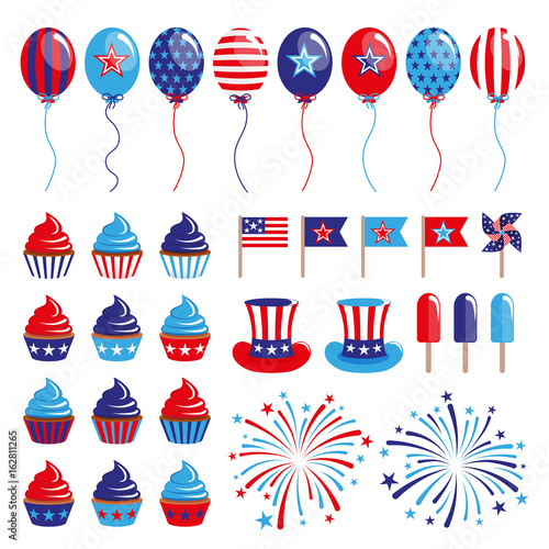 vector set of 4th of July decoration elements