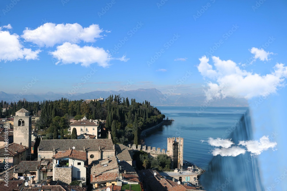 Sirmione, Lago di Garda Italy landscape graphic design
