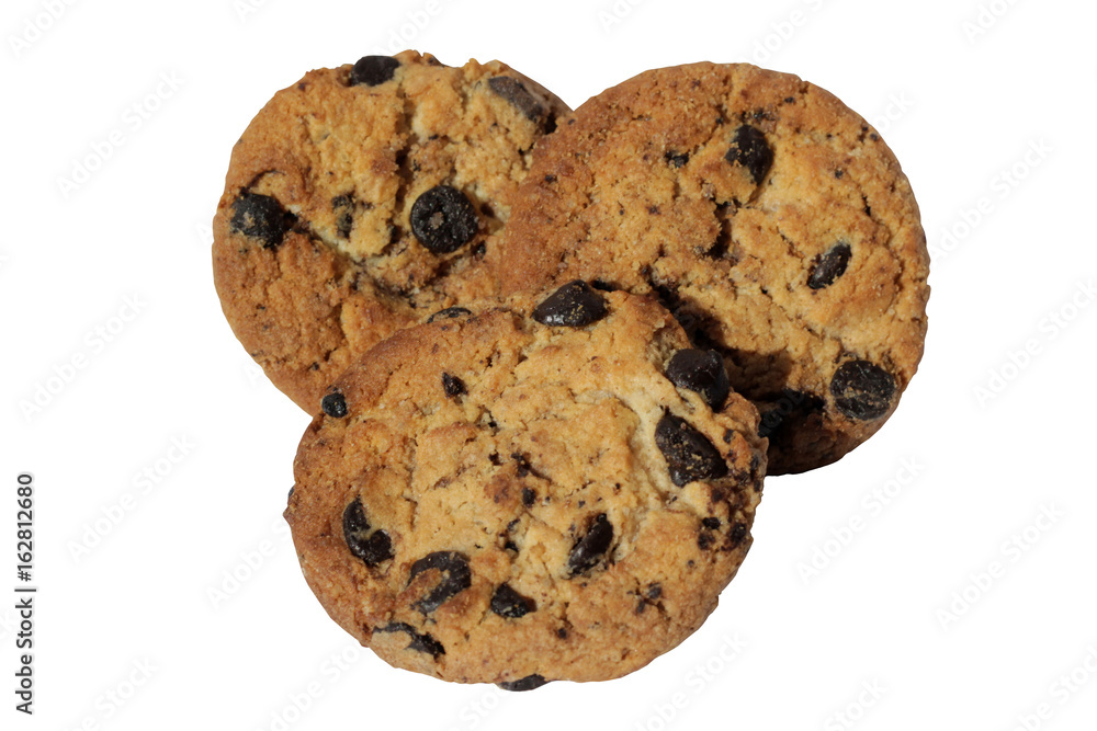 Cakes with chocolate chips isolated on white background Cakes with chocolate chips isolated on white background