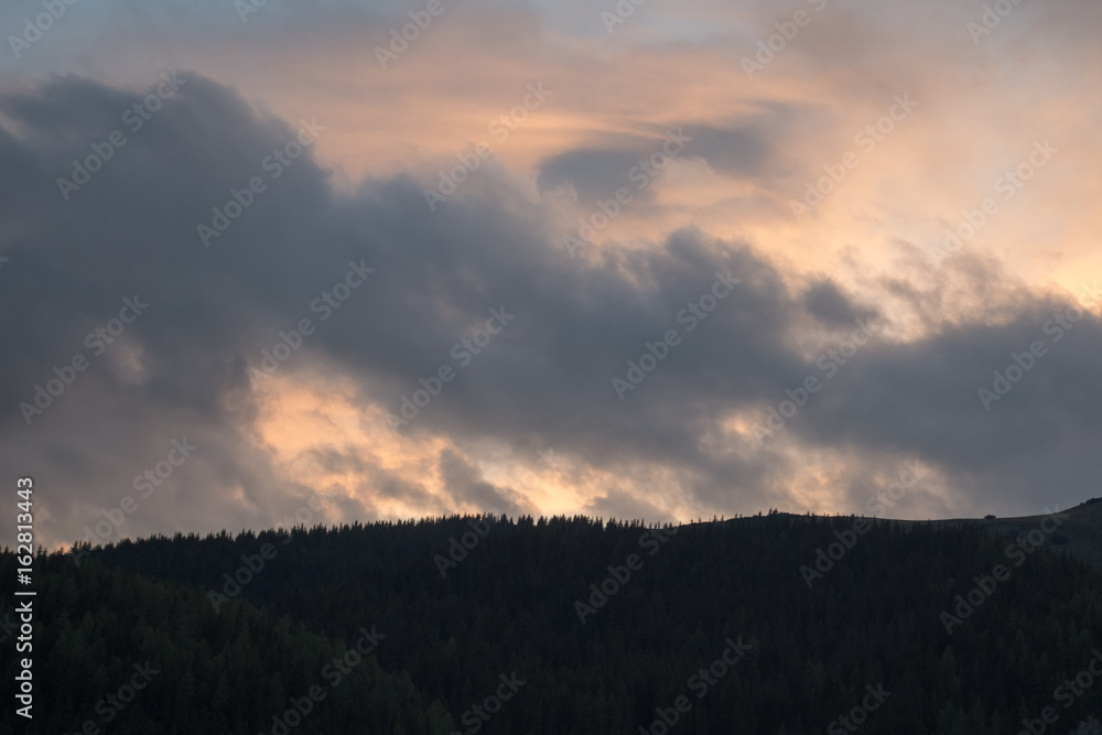 Spectacular sunset in Bucegi mountains, Romania, Bucegi National Park