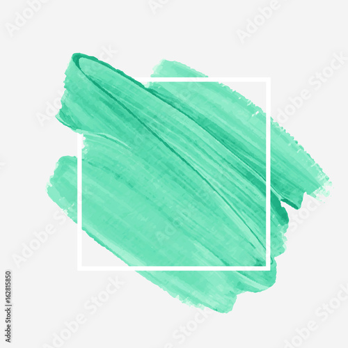 Logo brush painted acrylic abstract background design illustration vector over square frame. Perfect watercolor design for headline, logo and sale banner. 