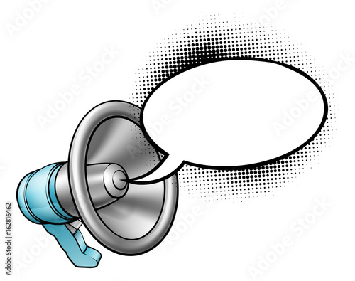 Cartoon Megaphone and Speech Bubble