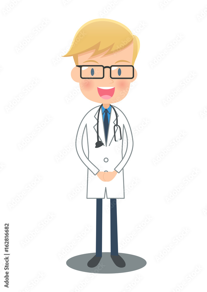 前で手を組む白衣の医者