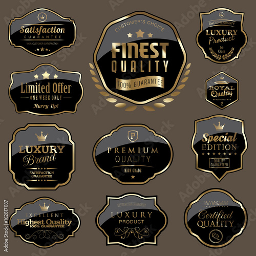 Luxury black vintage labels