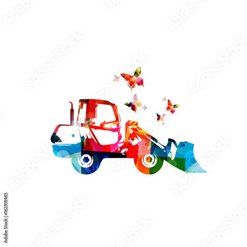 Colorful loader machine isolated vector illustration
