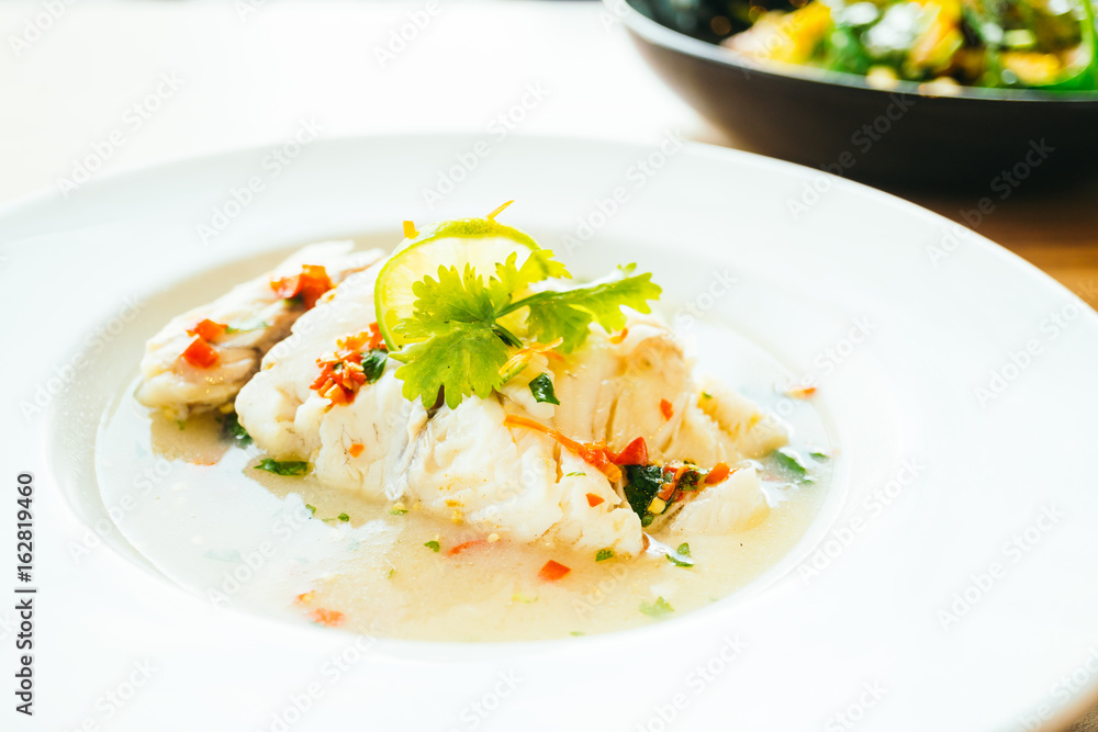 Steam fish fillet meat with lemon spicy sauce Steam fish fillet meat with lemon spicy sauce