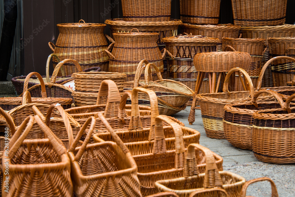 Plaited wicker baskets