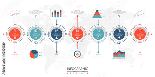 Infographic timeline template can be used for chart, diagram, web design, presentation, advertising, history. Vector infographic illustration