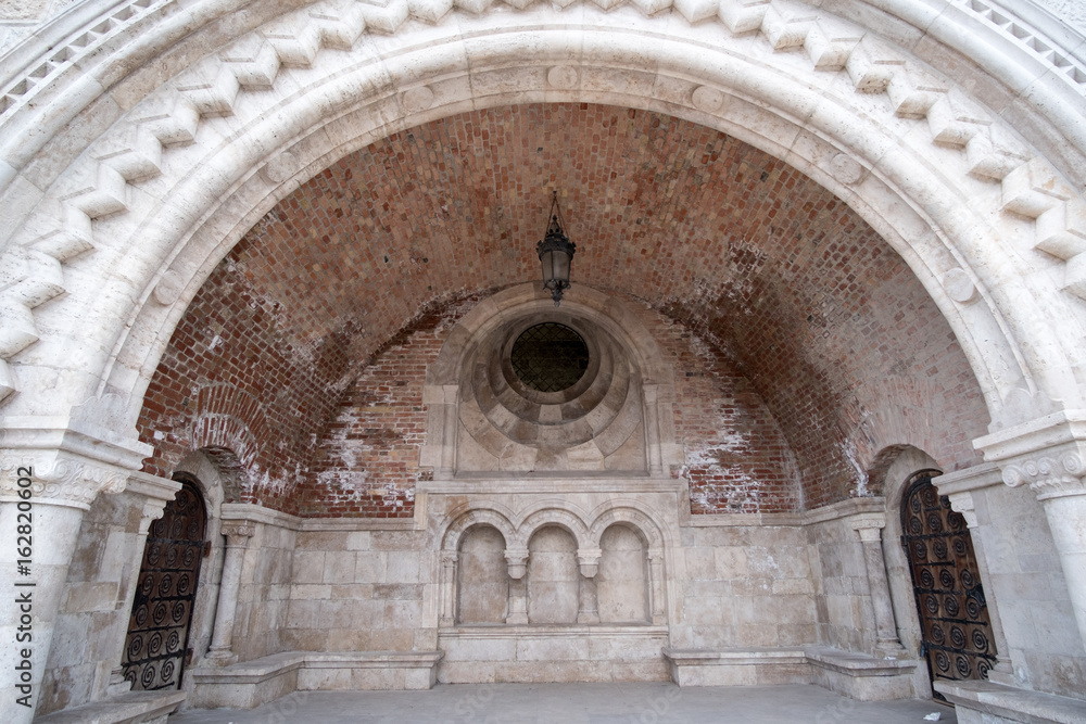 The entrance of Fisherman's Bastion at the heart of Buda's Castle District.
