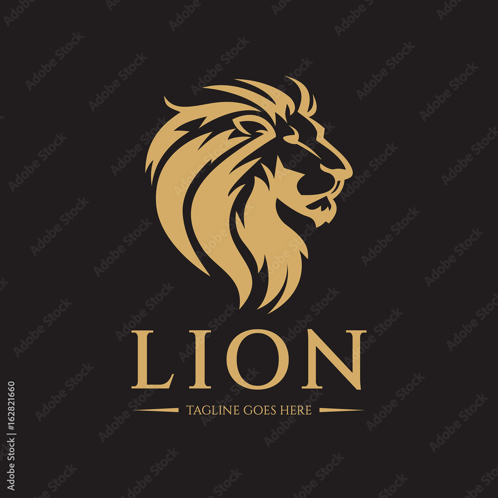 Lion head logo design template. Vector illustration