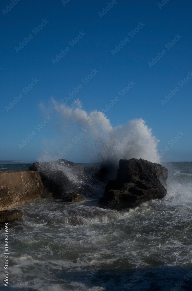 Windy day splashing waves