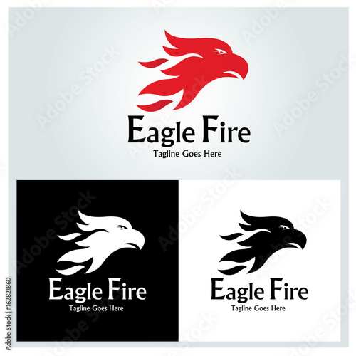 Eagle fire logo design template. Vector illustration