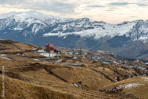 Constructuin of a house in Kazbegi, Georgia photo