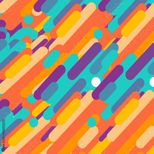 Seamless background, pattern. Modern style abstraction with composition made of various rounded shapes in color. Vector illustration