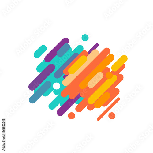 Modern style abstraction with composition made of various rounded shapes in color. Vector illustration