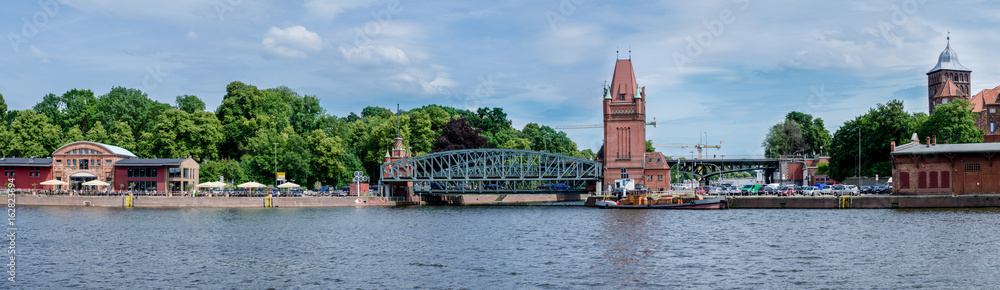 Lübeck Panorama at the Trave river with Castlegate