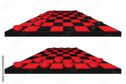 Checkers game isolated on white background. Vector illustration