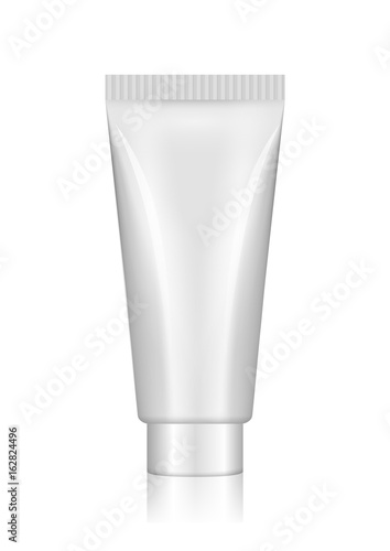 Blank white cosmetic tube design mockup. Beauty care cream or gel plastic package