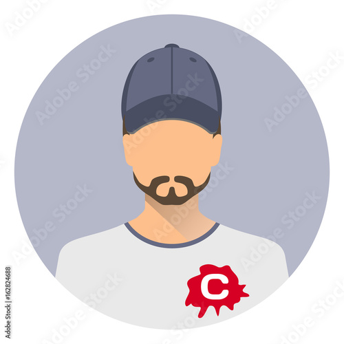 Infection by the hepatitis viruses. Avatar men in a cap and t-shirt, propaganda anti-hepatitis C.