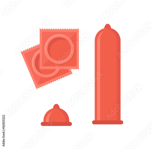 Cartoon Contraception Method Condoms. Vector