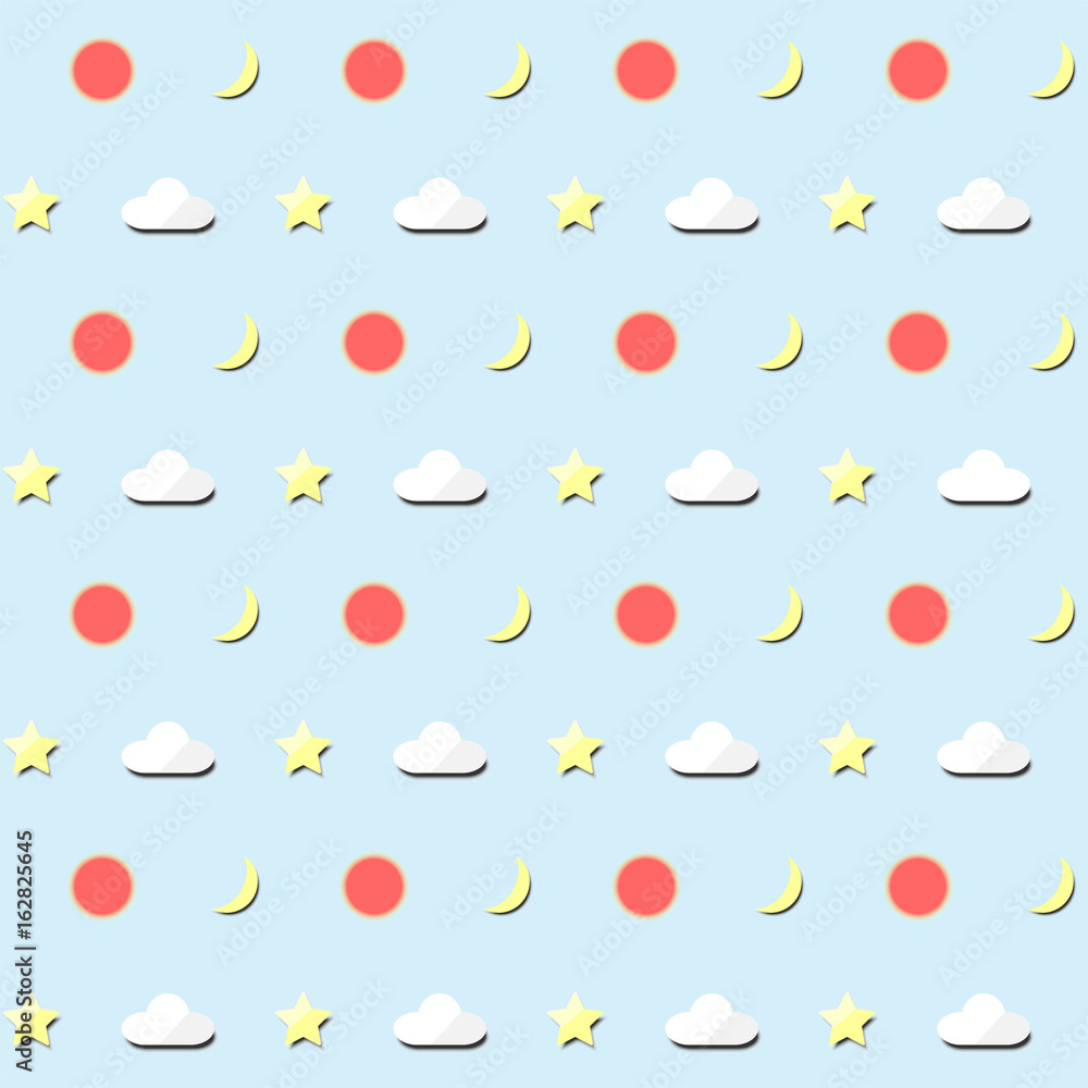eamless pattern background of the sky, the sun, clouds, moons and stars vector eamless pattern background of the sky, the sun, clouds, moons and stars vector