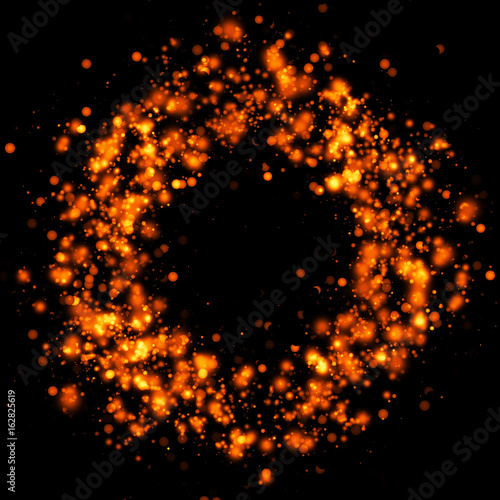Abstract neon background. Shine circle. Glint particles. Shockwave