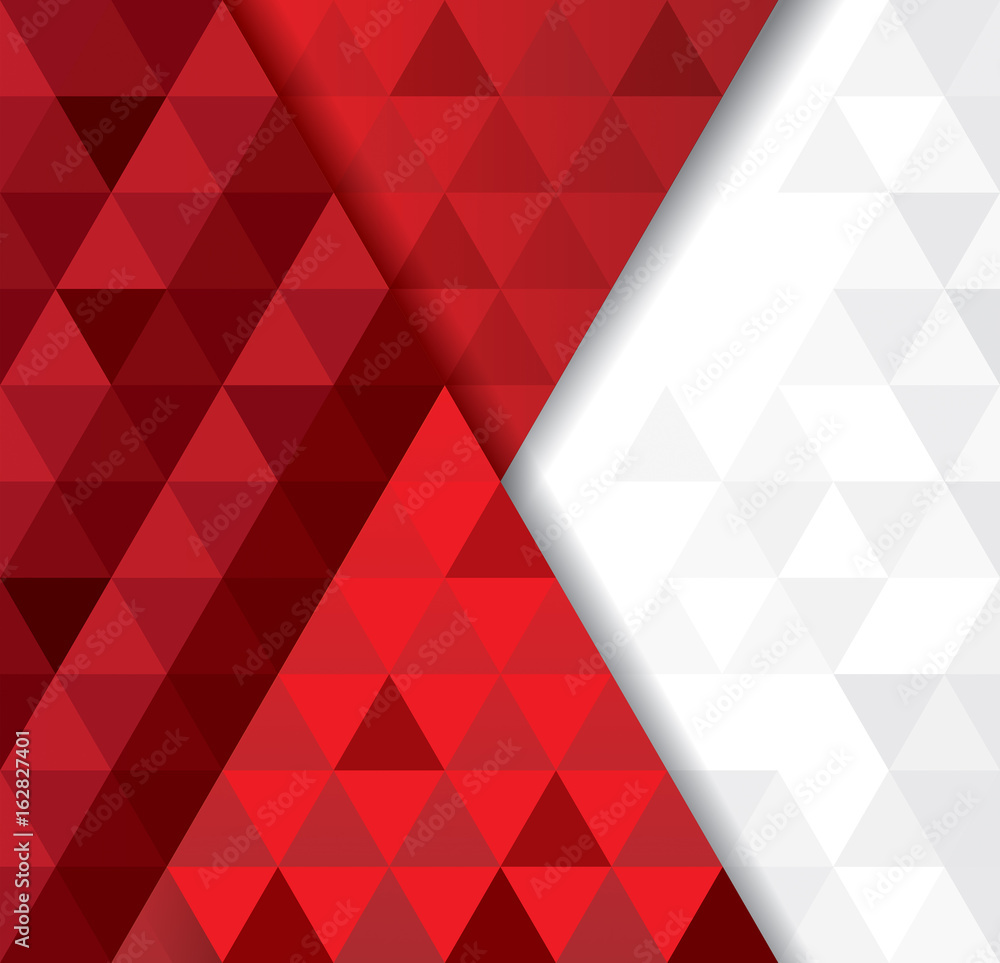 White and red geometric pattern, abstract background template. Stock