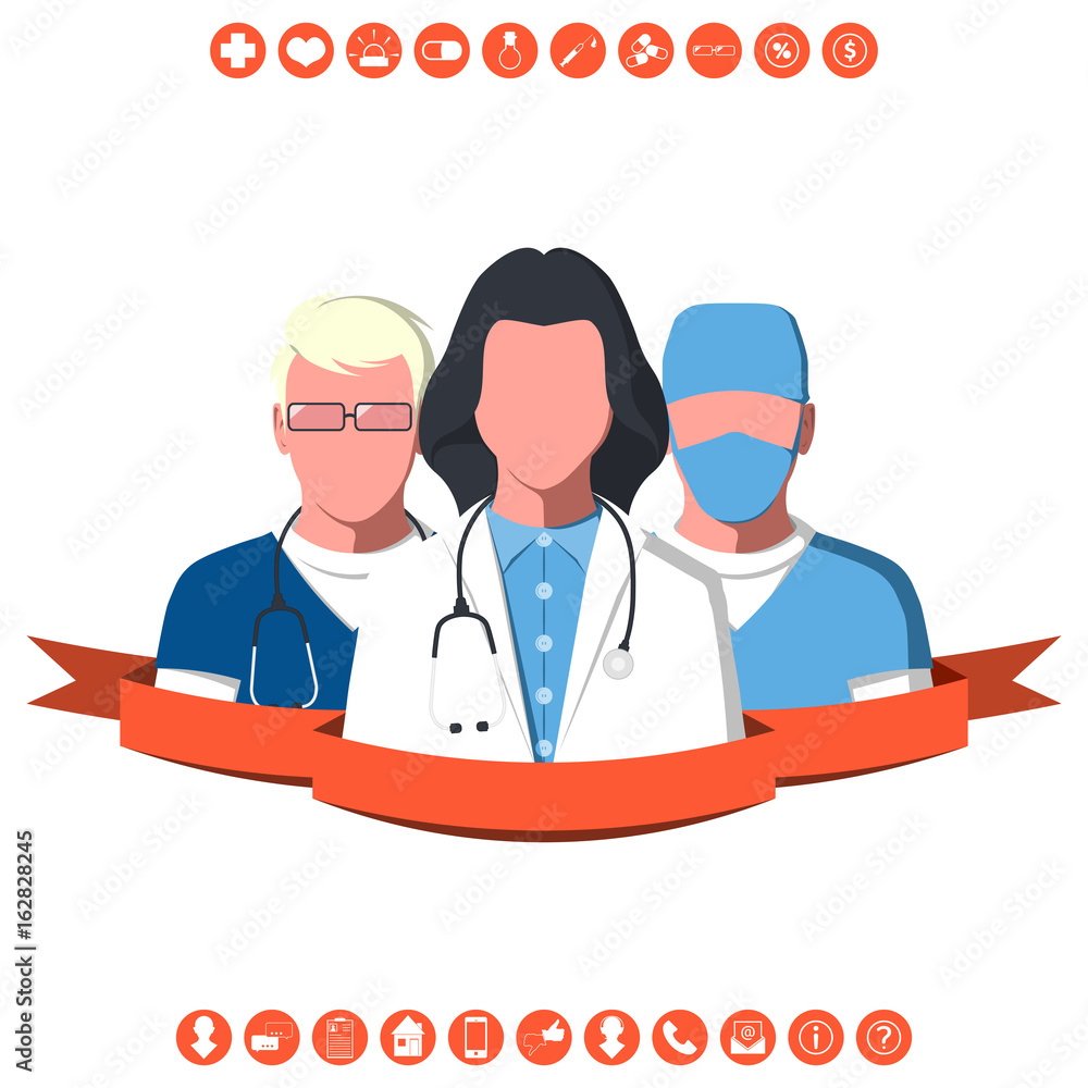 Φωτογραφία Male and female silhouettes of hospital staff