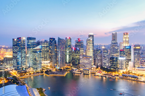 Landscape of the Singapore financial district and business building  Singapore City