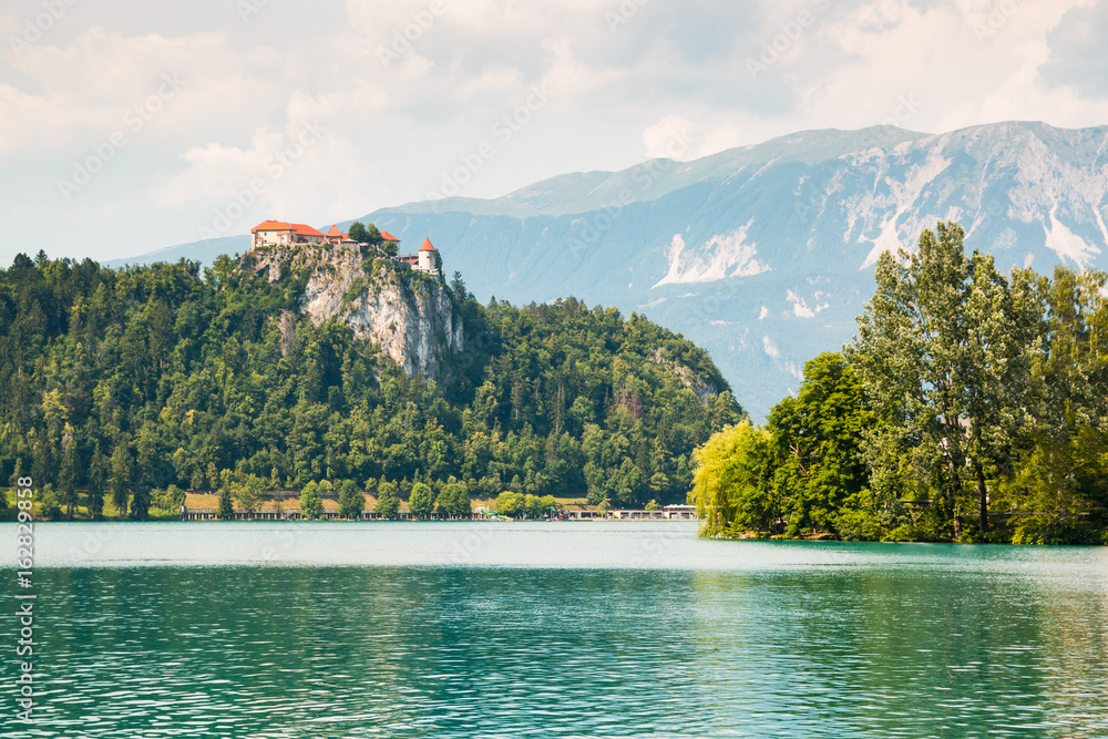 Lake Bled with Bled castle in Slovenia