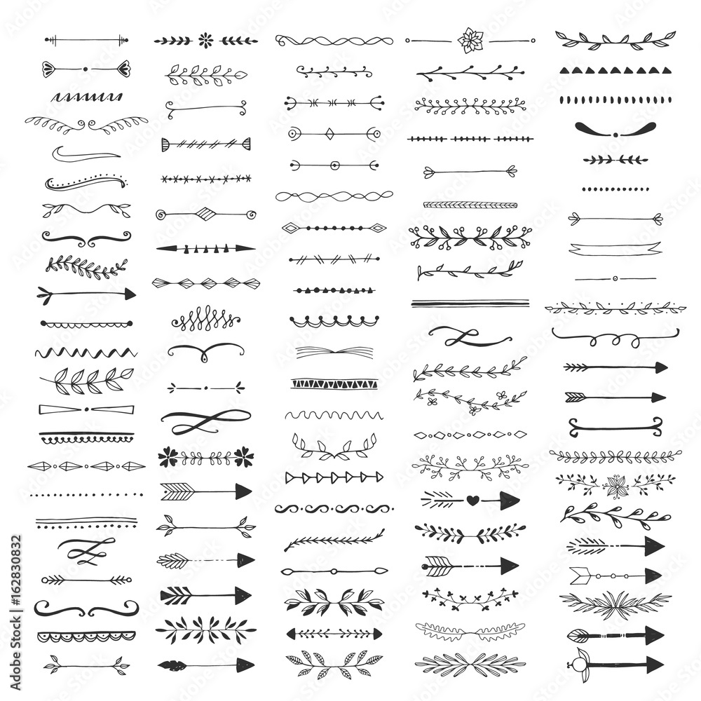 Hand drawn ink dividers and lines. Isolated. Vector. - obrazy, fototapety, plakaty 