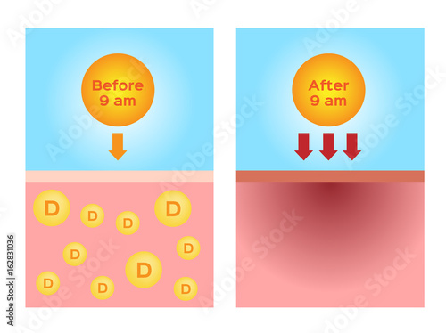 uv produce vitamin d and dangerous uv vector