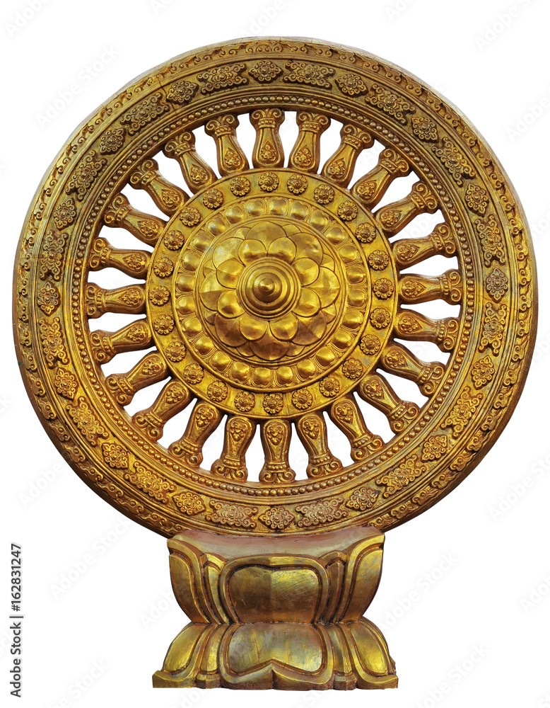 Dharma wheel on isolate and in clipping path Stock Photo | Adobe Stock
