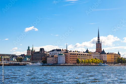 STOCKHOLM  SWEDEN - SEPTEMBER 17  2016  Gamlastan  Old town  Panoramic view with bridge