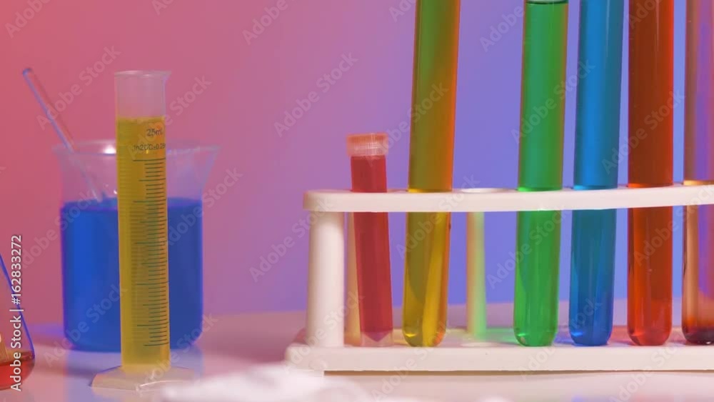 panning shot of some lab equipment on a table. panning shot of some lab equipment on a table.