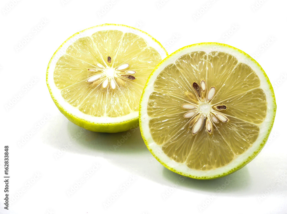 Lemon fruit on white background, diet concept Lemon fruit on white background, diet concept