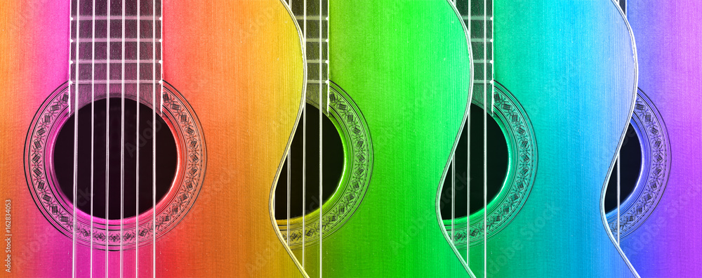 Fondo de música con guitarras españolas. Instrumentos musicales Stock Photo  | Adobe Stock